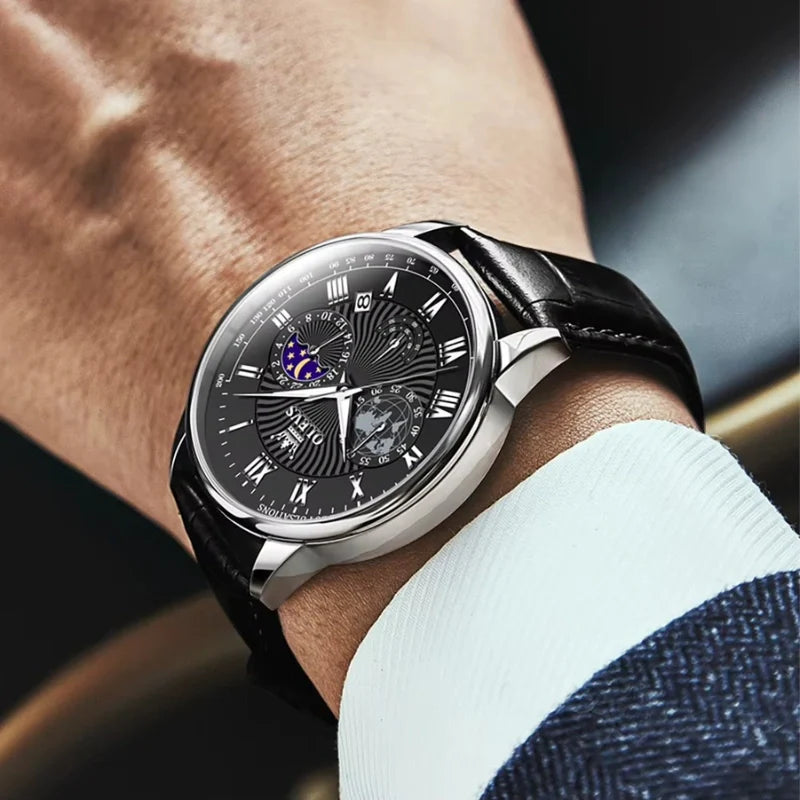 Reloj elegante – Acero inoxidable y esfera negra